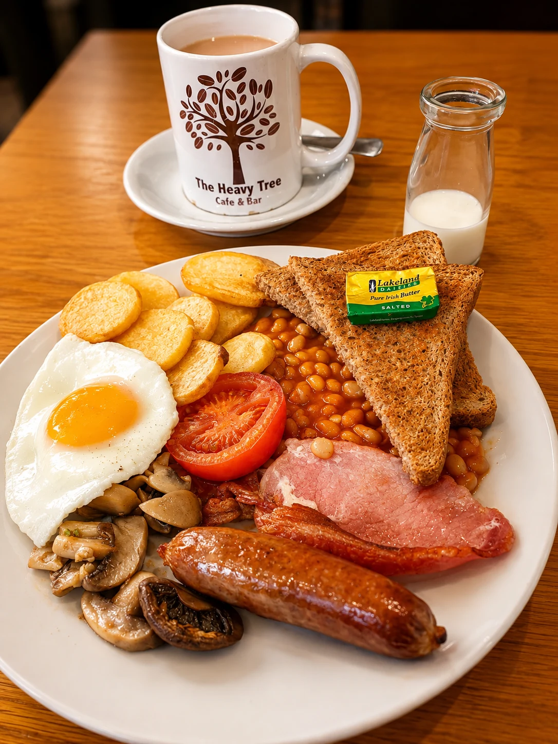 Full English breakfast served at The Heavy Tree